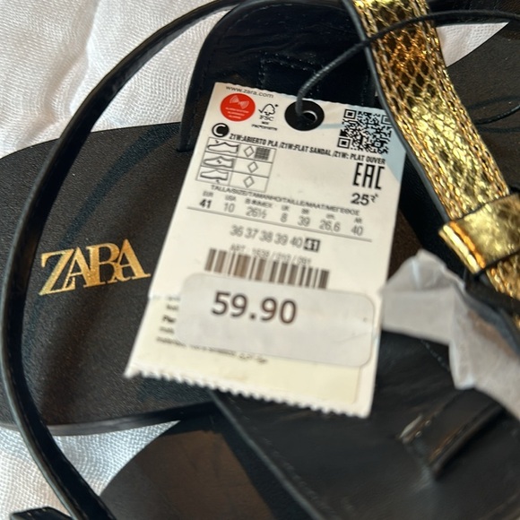 NWT Zara gold and black sandals - Picture 3 of 4